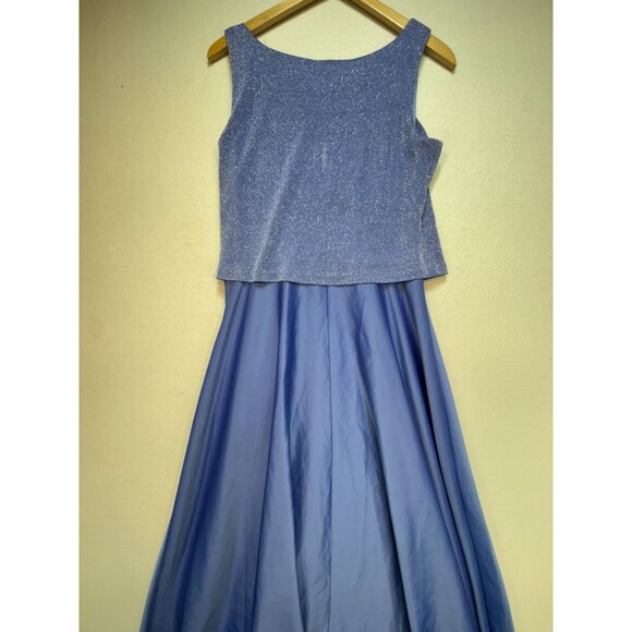Arianna By Rachel Kaye 2-pc Sparkle Top & Satin Skirt Formal Gown Size 10 Blue - Picture 10 of 12